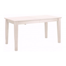 Mesa extensível de madeira maciça na cor branco lavado | Coleção América